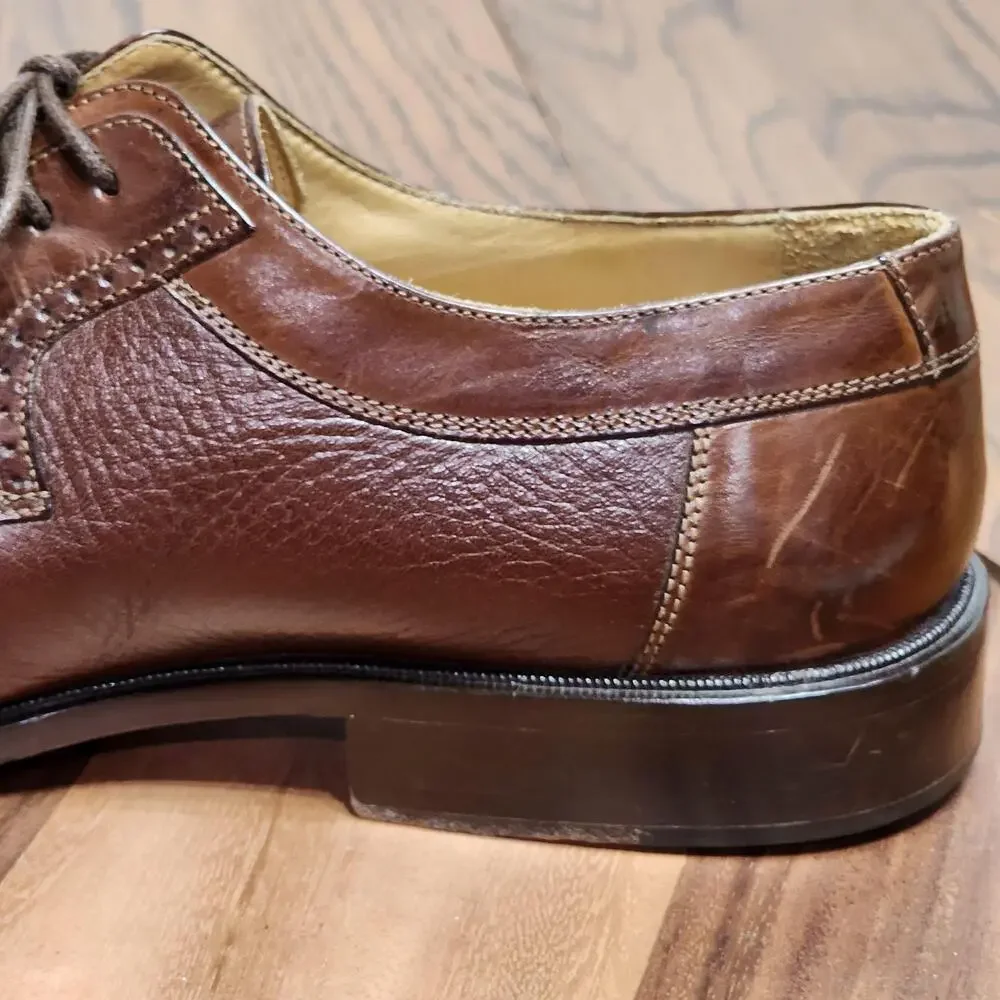 Johnston & Murphy Cellini Shoes Mens Size 10.5 M Brown Leather Cap Toe Italy